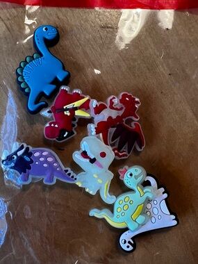 Lot of 7 Dinosaur Shoe Charms Jibbitz Style T-Rex Dragon Dino Croc Charms